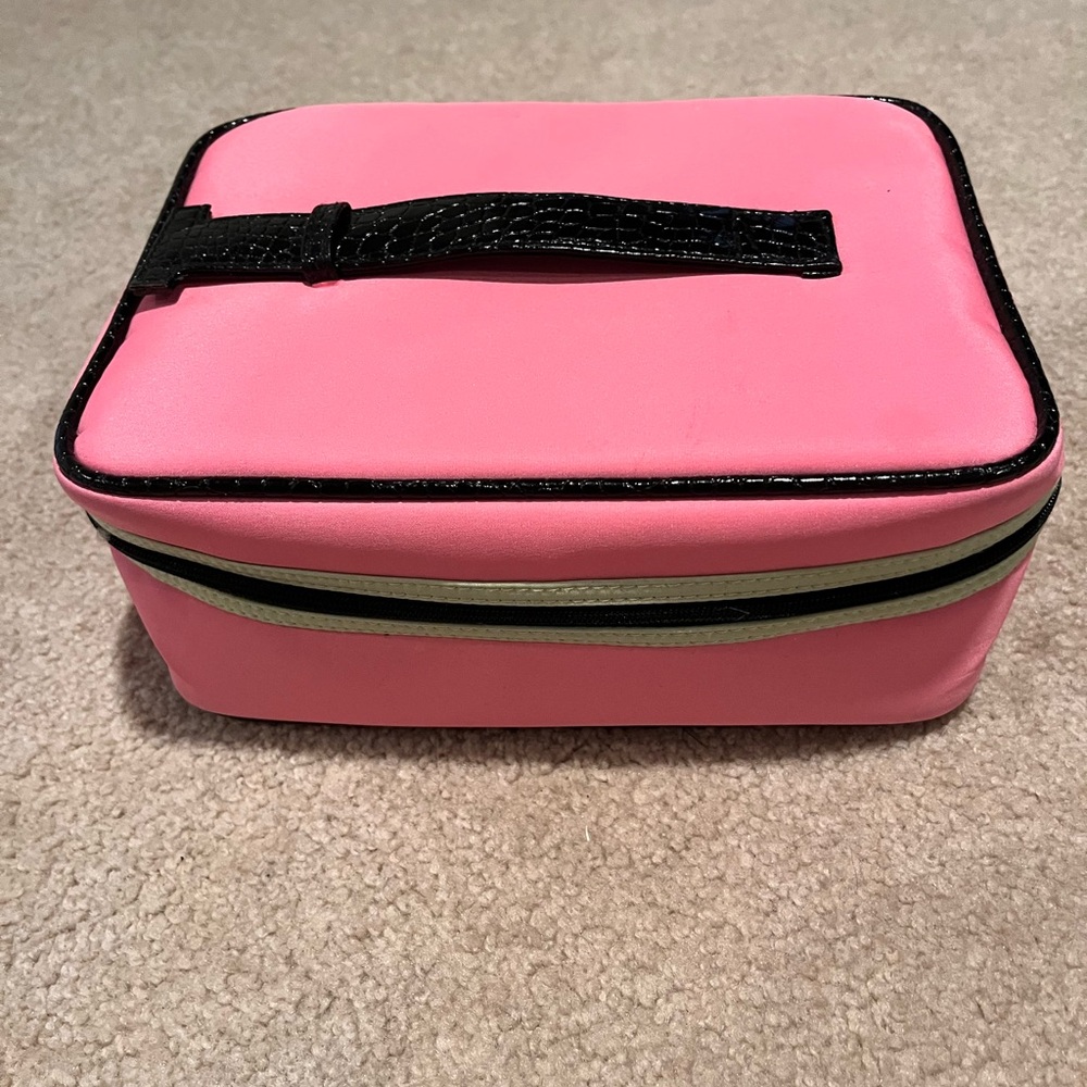 Lancome Pink, Black and Lime Green Cosmetic Bag